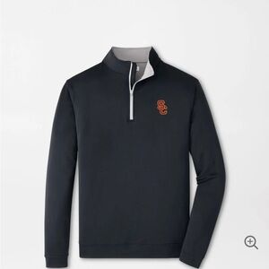 Peter Millar Black Quarter-Zip Sweatshirt with USC logo